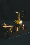 3-Fold Oil Lamp with Handle & Brass Inlay XY
