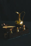 3-Fold Oil Lamp with Handle & Brass Inlay