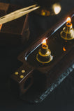 3-Fold Oil Lamp with Handle & Brass Inlay