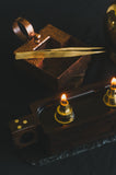 3-Fold Oil Lamp with Handle & Brass Inlay