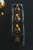 3-Fold Oil Lamp with Handle & Brass Inlay