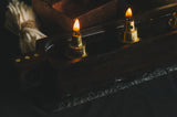 3-Fold Oil Lamp with Handle & Brass Inlay