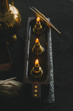 3-Fold Oil Lamp with Handle & Brass Inlay