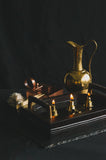 3-Fold Brass & Leather Handled Lamp