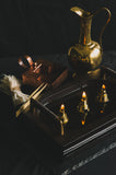 3-Fold Brass & Leather Handled Lamp