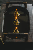 3-Fold Brass & Leather Handled Lamp