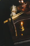 3-Fold Brass & Leather Handled Lamp