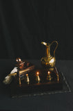 3-Fold Oil Lamp with Brass and Leather Handles