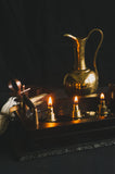 3-Fold Oil Lamp with Brass and Leather Handles