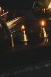 3-Fold Oil Lamp with Brass and Leather Handles