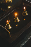 3-Fold Oil Lamp with Brass and Leather Handles
