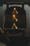 3-Fold Oil Lamp with Brass and Leather Handles