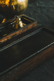2-Fold Gilded Oil Lamp with Wooden Dock