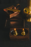 2-Fold Twin Flame Lamp with Wooden Dock  XY