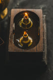 2-Fold Twin Flame Lamp with Wooden Dock  XY