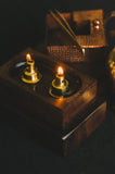 2-Fold Twin Flame Lamp with Wooden Dock  XY